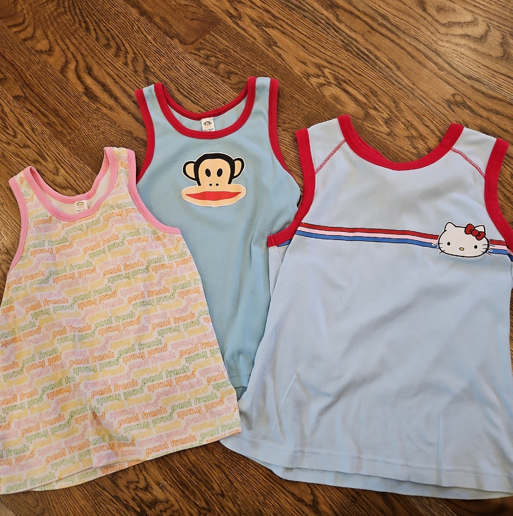 Vintage RETRO Paul Frank Julius Y2K Hello Kitty KAWAII  Lot Of 3 Tank Tops S M